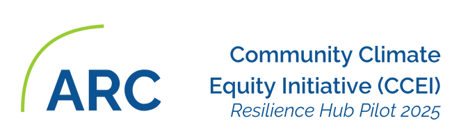 ARC logo on the left and Community Climate Equity Initiative on right